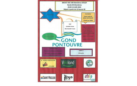 BREVET 100 Kilomètres  à GOND PONTOUVRE
